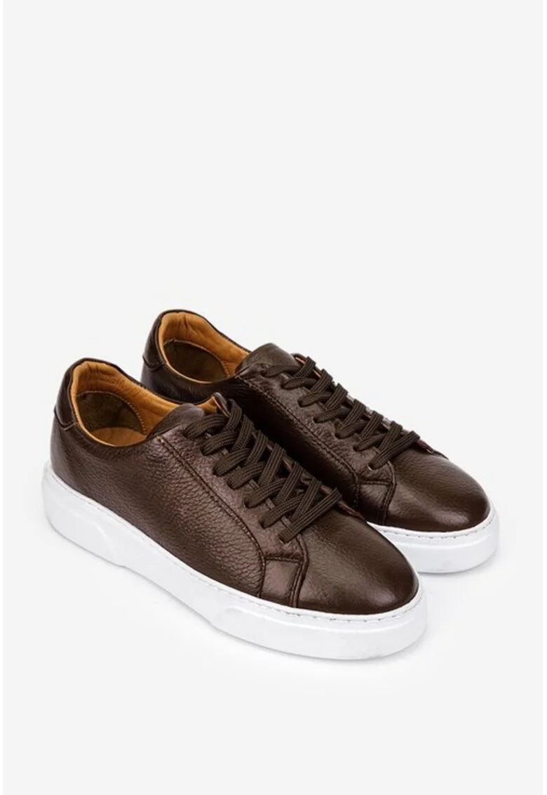 Pantofi barbati piele texturata maro, Maro