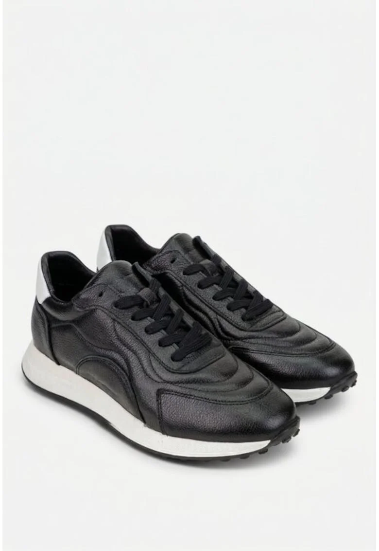 Pantofi barbati NUR din piele neagra cu alb