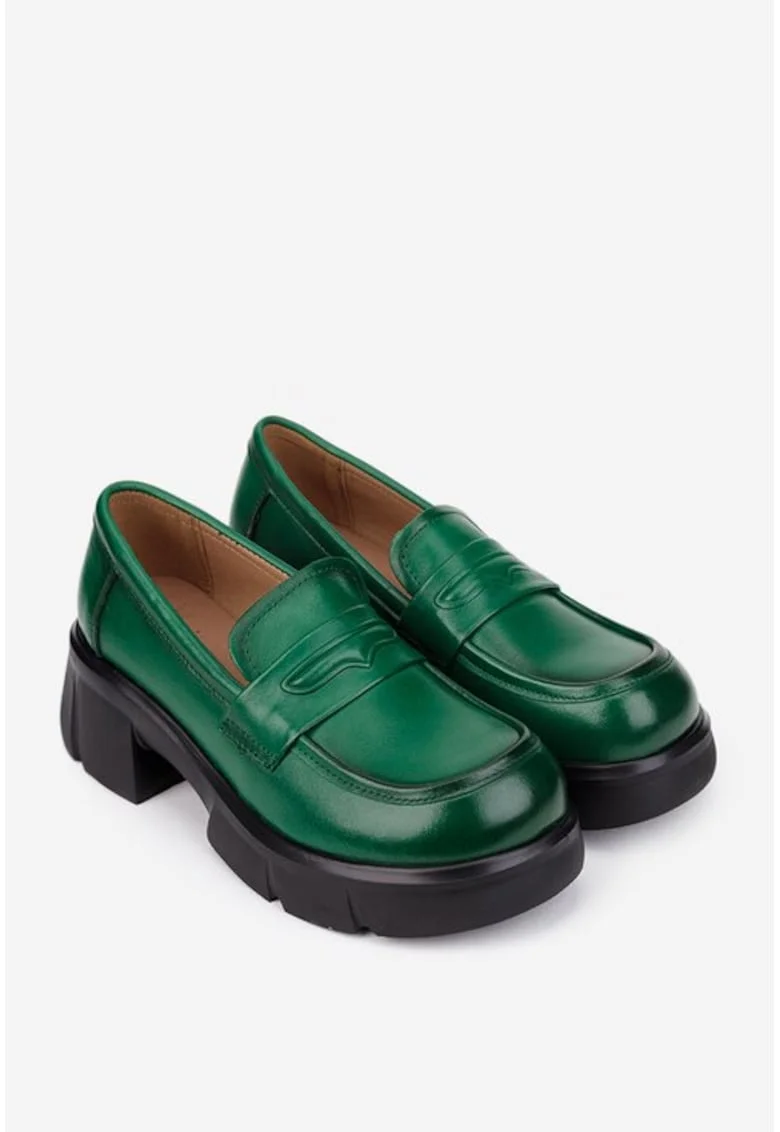Pantofi dama  verzi din piele naturala - 32187, Verde