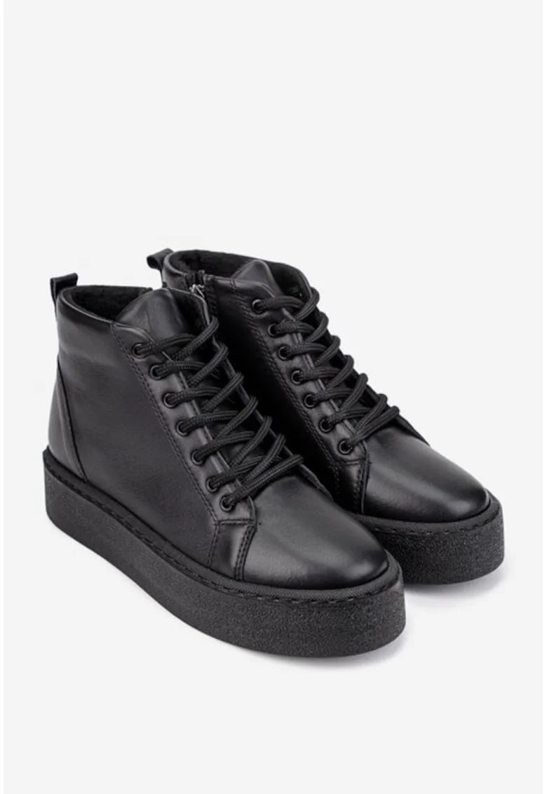 Ghete piele naturala negre dama, Negru