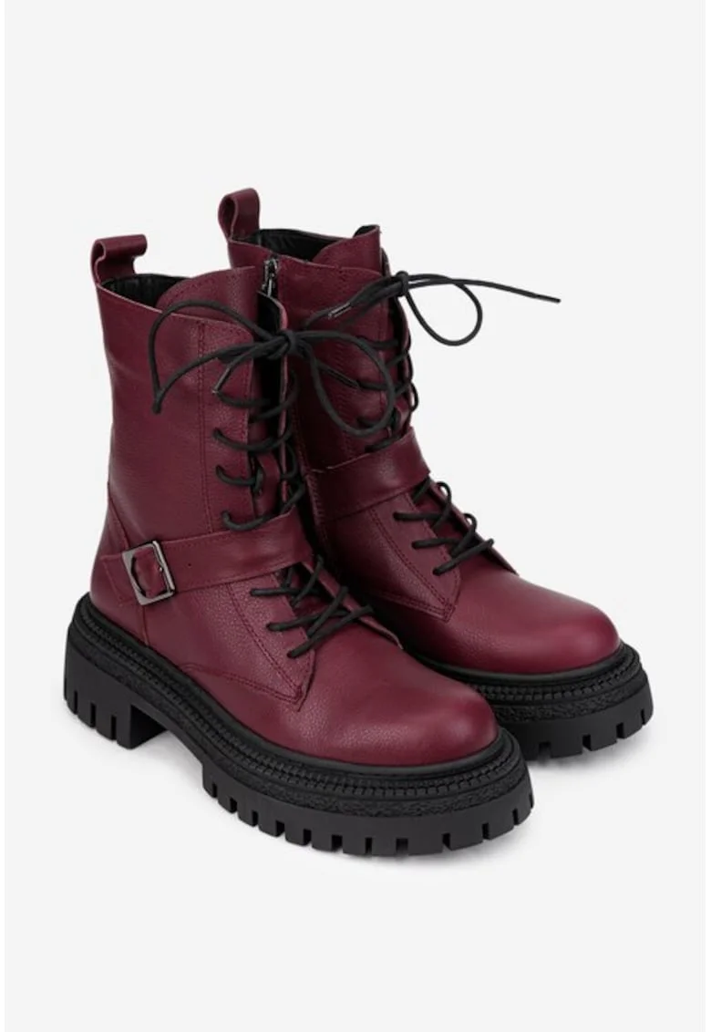 Ghete dama  burgundy din piele naturala