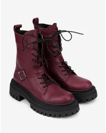 Ghete dama  burgundy din piele naturala
