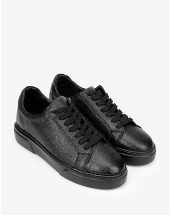 Pantofi eleganti barbati din piele texturata neagra, Negru