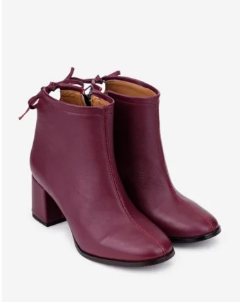 Botine dama bordo din piele naturala