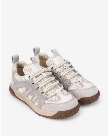 Pantofi dama NUR bej cu gri din piele si material textil