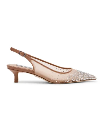Pantofi slingback cu varf ascutit Katty, Maro/Argintiu