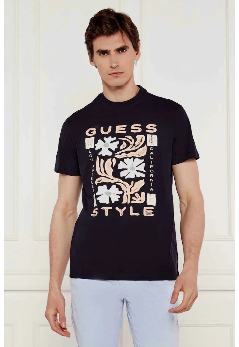 Tricou cu logo barbati  Jeans M5GI05, Negru