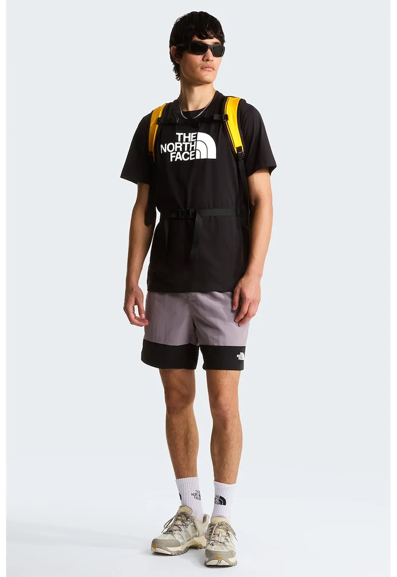 Tricou cu decolteu la baza gatului si imprimeu logo Evolution, Alb/Negru