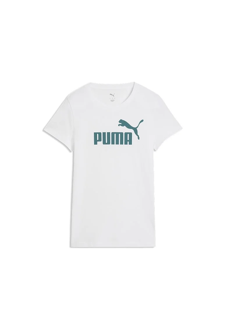 Tricou de bumbac ESS No. 1, Alb optic/Albastru petrol
