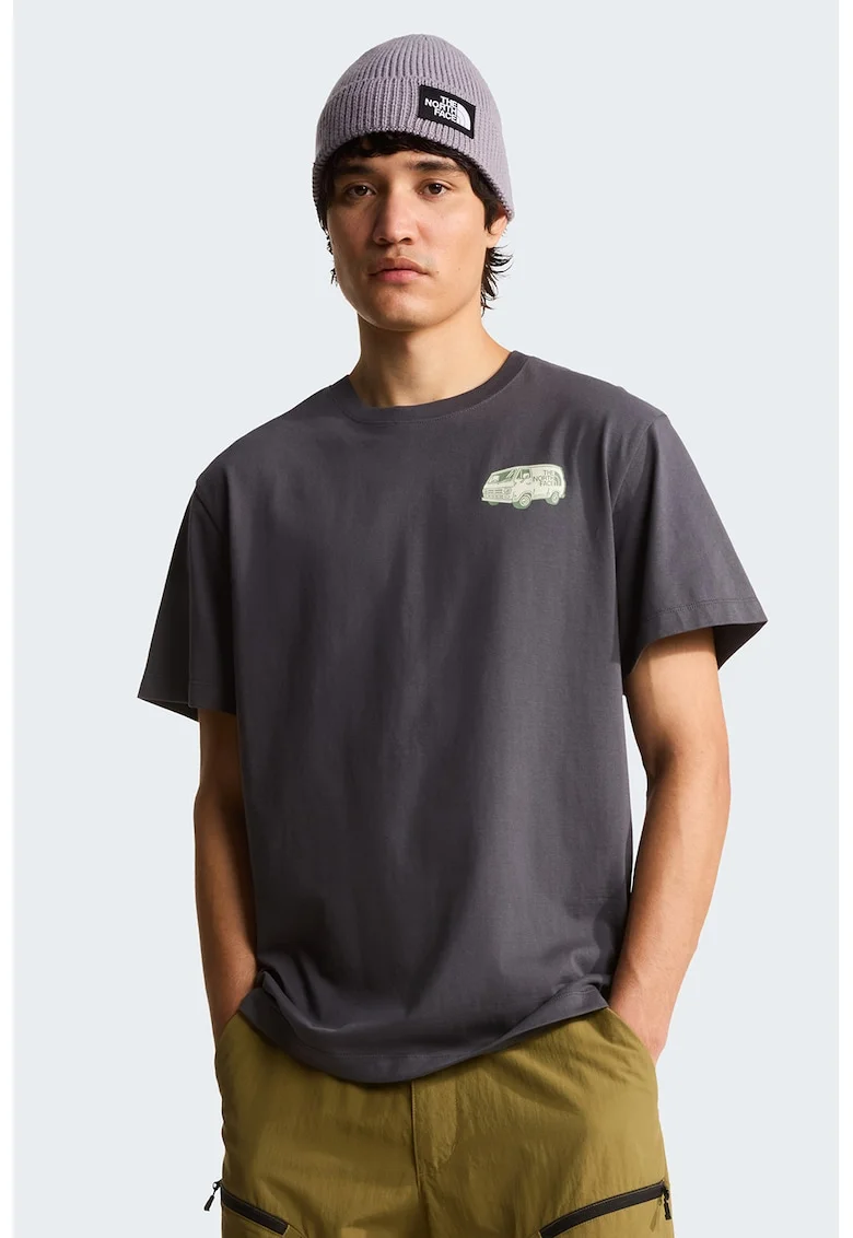 Tricou lejer din bumbac Van Life, Verde pal/Gri antracit/Verde fistic