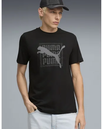 Tricou din bumbac cu imprimeu logo, Negru/Gri deschis