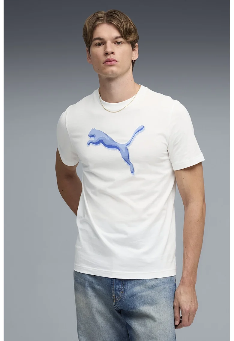 Tricou regular fit cu logo, Alb/Albastru deschis