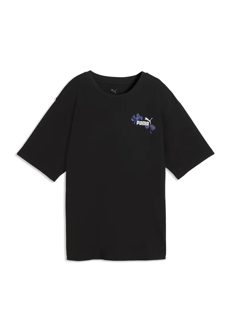 Tricou cu imprimeu pe spate Essentials Nature 2.0, Alb/Negru/Albastru lavanda