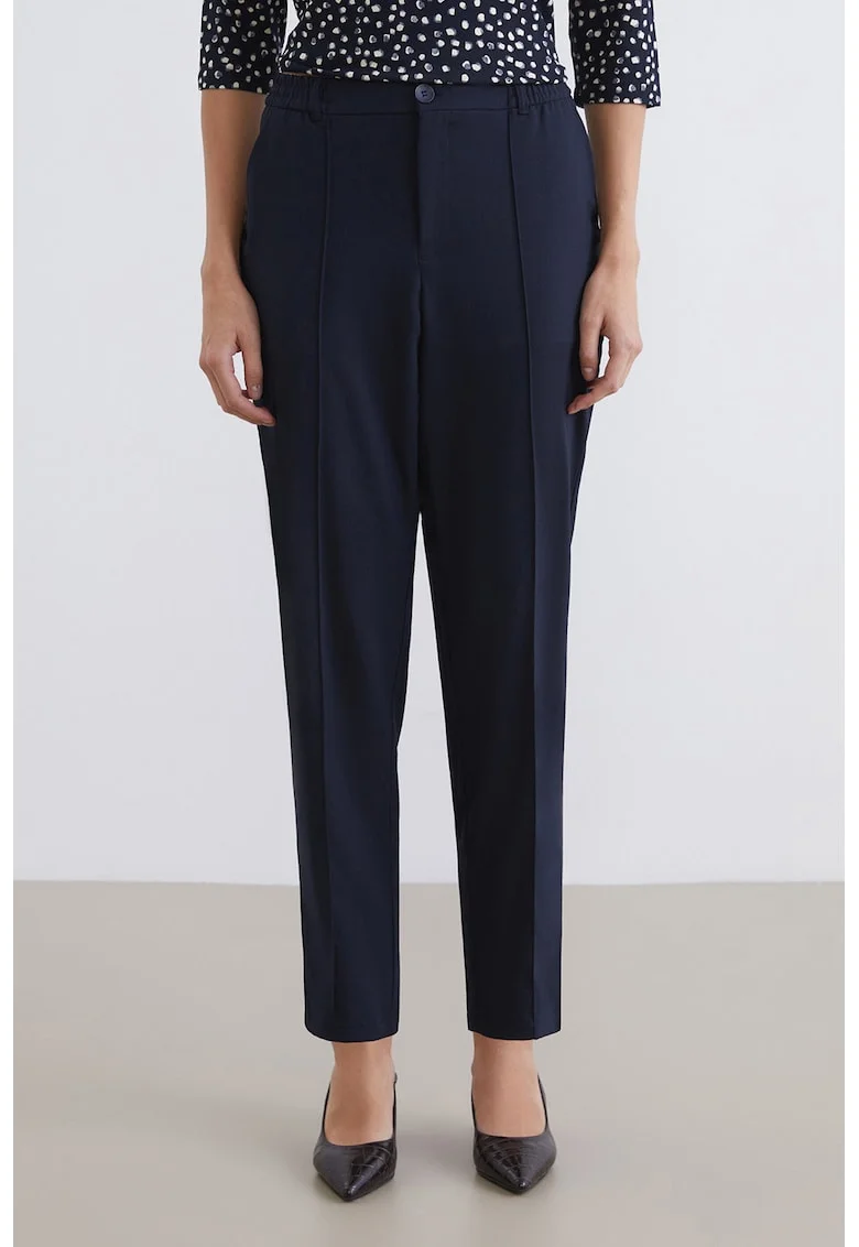 Pantaloni conici cu talie inalta, Albastru inchis