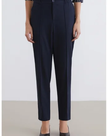 Pantaloni conici cu talie inalta, Albastru inchis