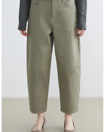 Blugi crop cu croiala conica, Verde sparanghel