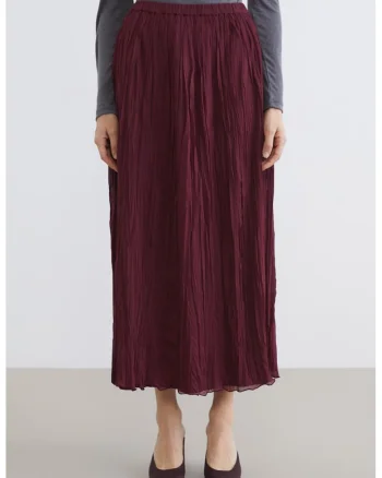 Fusta maxi cu model texturat, Rosu inchis