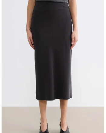 Fusta midi cu model uni, Gri inchis