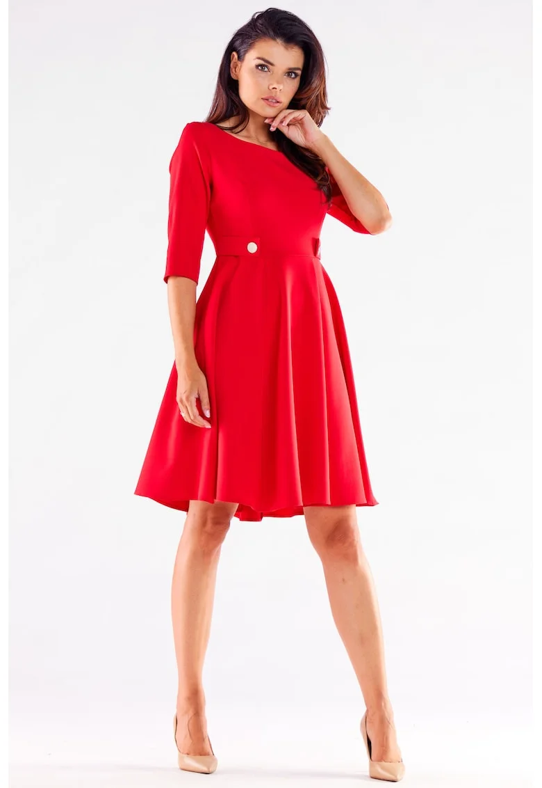 Rochie in clos cu maneci 3/4,, Rosu