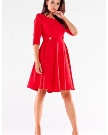 Rochie in clos cu maneci 3/4,, Rosu