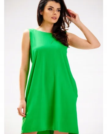 Rochie trapez lejera cu spatele gol,, Verde