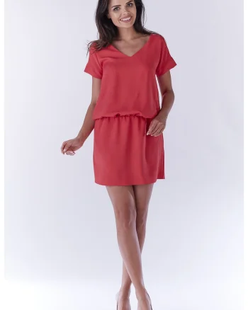 Rochie de vara mini cu maneci scurte tip chimono,, Fucsia