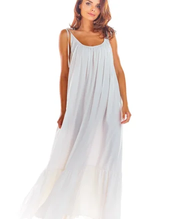 Rochie maxi oversize de vara din viscoza,, Alb