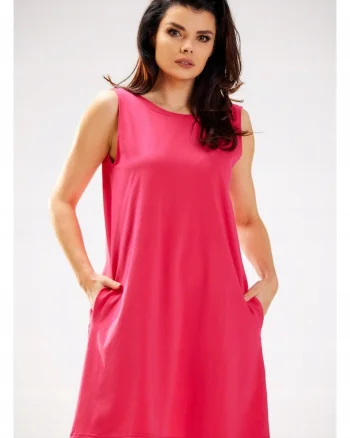Rochie trapez lejera cu spatele gol,, Fucsia