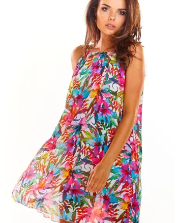 Rochie trapez de vara din sifon,, Multicolor