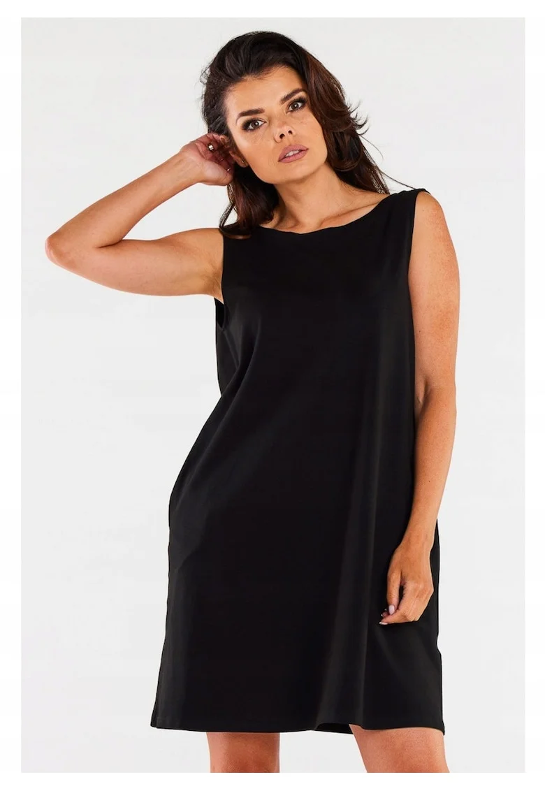 Rochie trapez lejera cu spatele gol,, Negru
