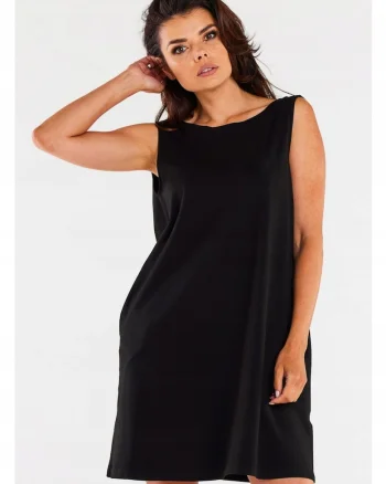 Rochie trapez lejera cu spatele gol,, Negru