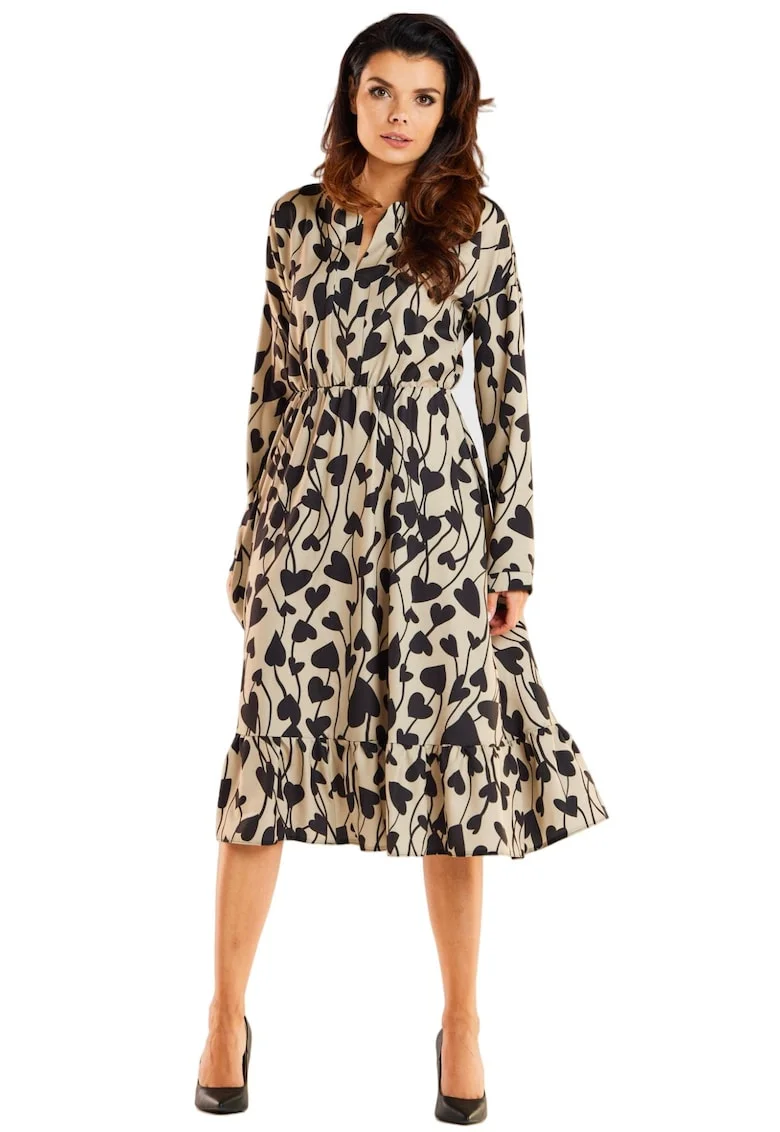 Rochie midi cu maneci lungi,, Multicolor