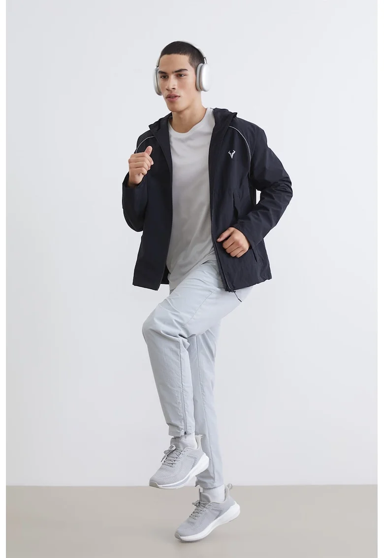 Pantaloni de trening regular fit cu slituri cu fermoar la glezne, Gri deschis