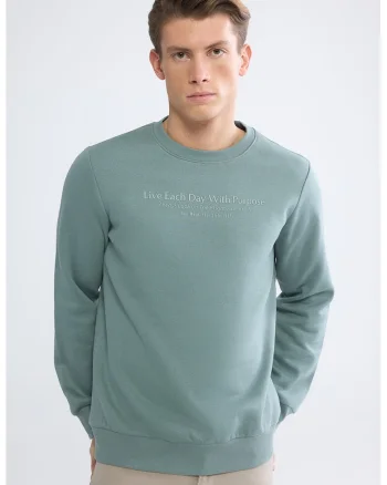 Bluza de trening cu imprimeu text, Verde pal