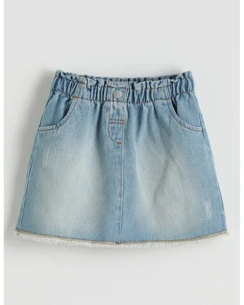 Fusta mini din denim, Albastru pal