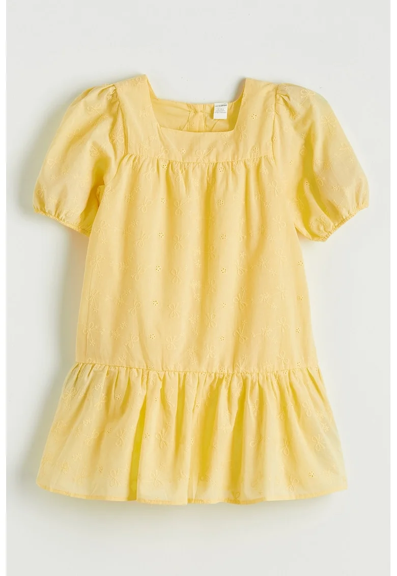 Rochie cu maneci bufante, Galben pai