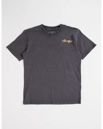 Tricou din bumbac cu aspect decolorat si imprimeu logo, Gri antracit
