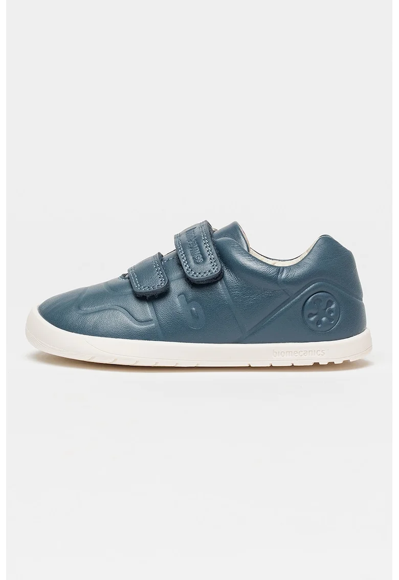 Pantofi sport de piele cu velcro, Albastru petrol