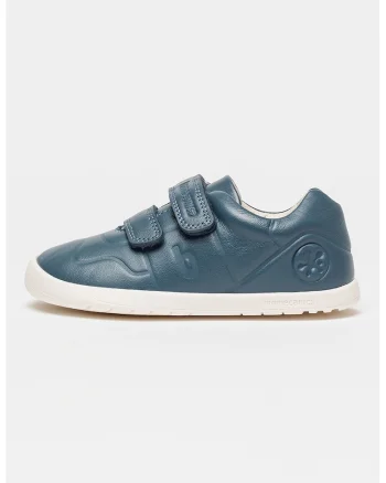 Pantofi sport de piele cu velcro, Albastru petrol