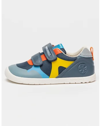 Pantofi sport low-cut cu velcro, Portocaliu/Albastru inchis