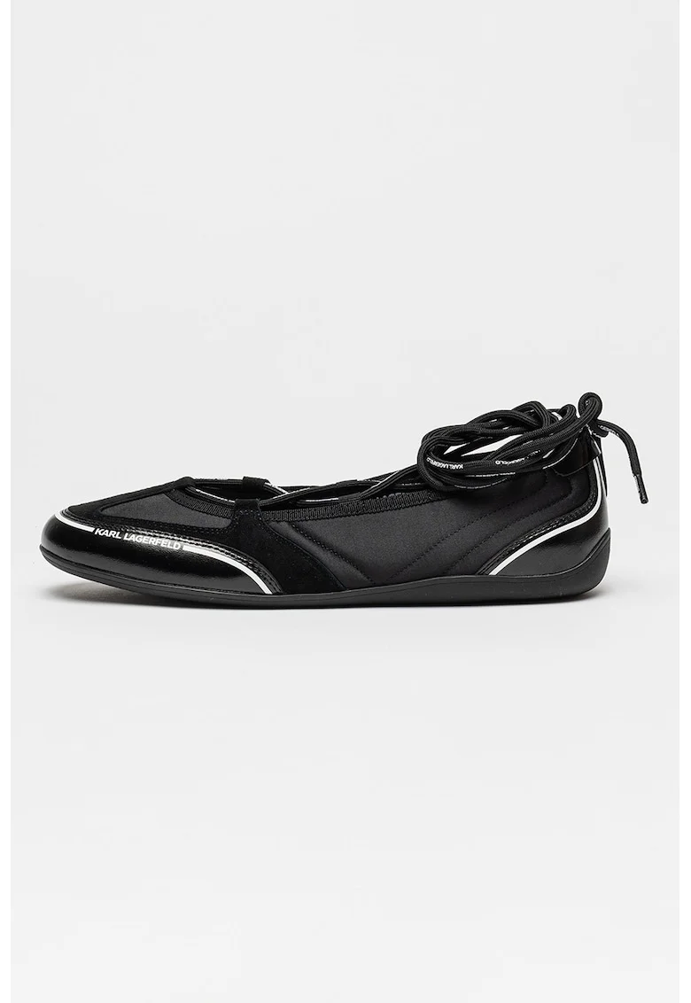 Balerini cu garnituri metalice de piele Altia, Negru/Gri antracit