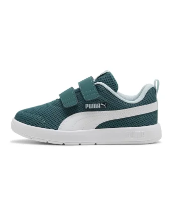 Pantofi sport Courtflex de plasa cu velcro, Alb/Verde persan
