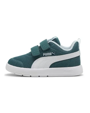 Pantofi sport Courtflex de plasa cu velcro, Verde englez/Alb murdar