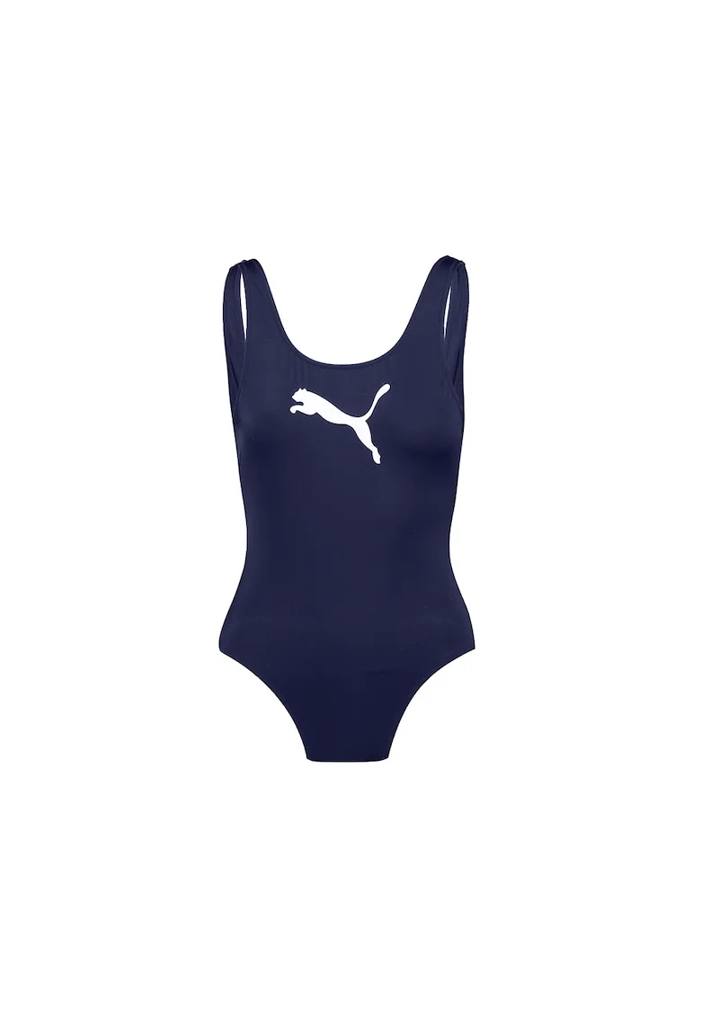 Costum de baie intreg cu decolteu in U pe partea din spate, Bleumarin