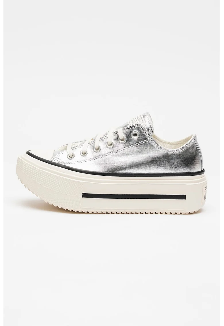Tenisi cu talpa flatform Chuck Taylor All Star Lift Double Stack, Argintiu