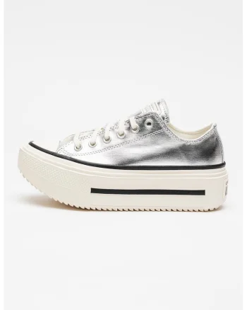 Tenisi cu talpa flatform Chuck Taylor All Star Lift Double Stack, Argintiu