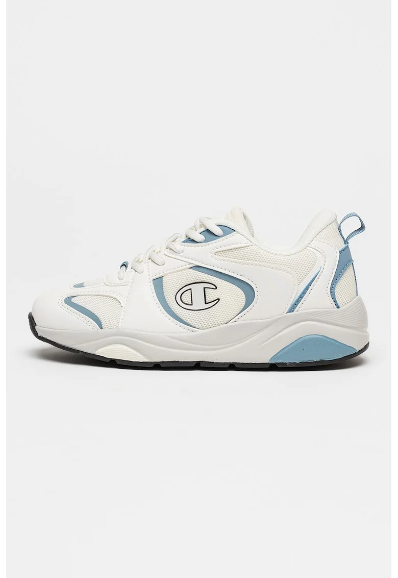 Pantofi sport de piele ecologica si material textil Baltic, Albastru prafuit/Alb murdar