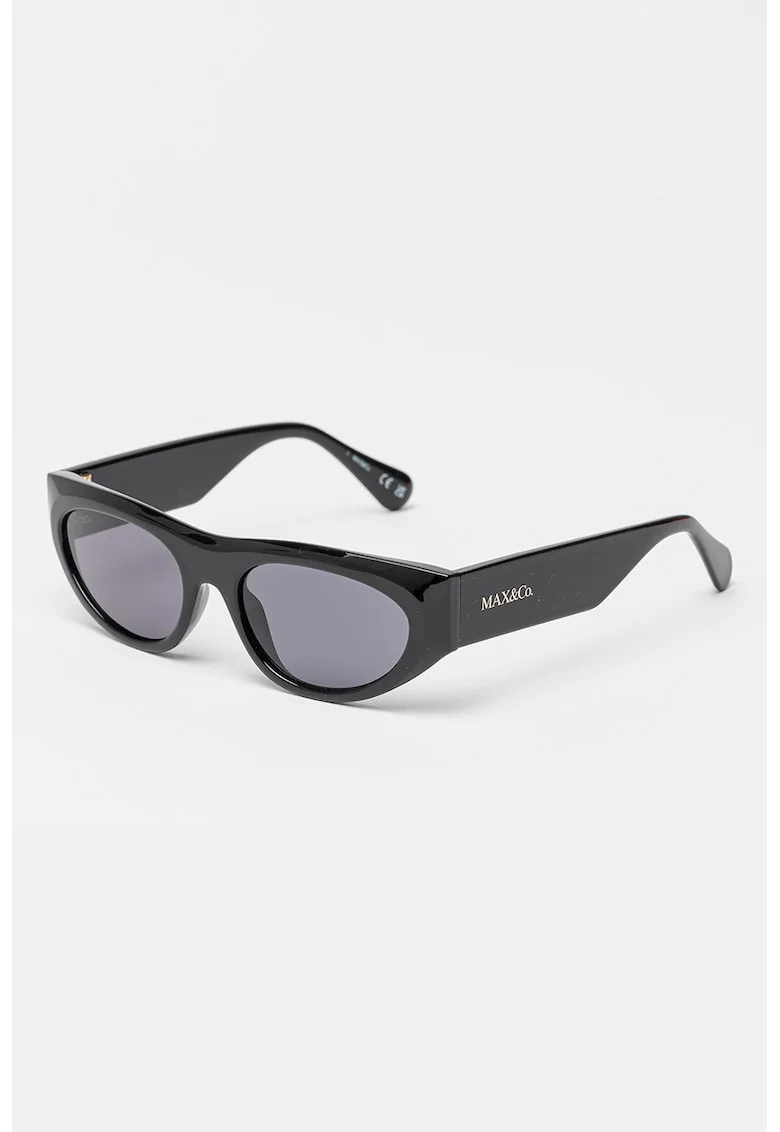 Ochelari de soare ovali cu lentile uni, Negru