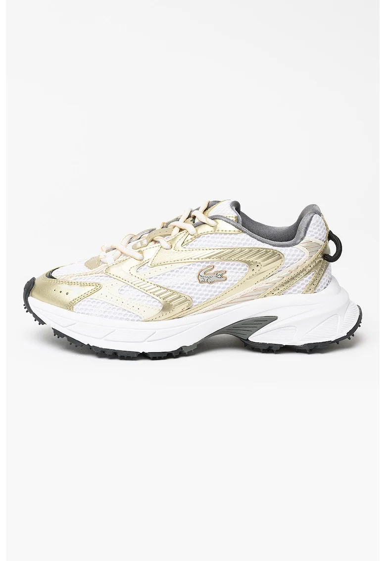 Pantofi sport cu aspect masiv si exterior de piele ecologica Neo, Auriu/Alb fildes/Alb optic