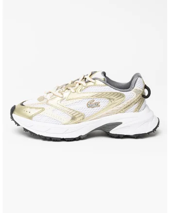 Pantofi sport cu aspect masiv si exterior de piele ecologica Neo, Auriu/Alb fildes/Alb optic